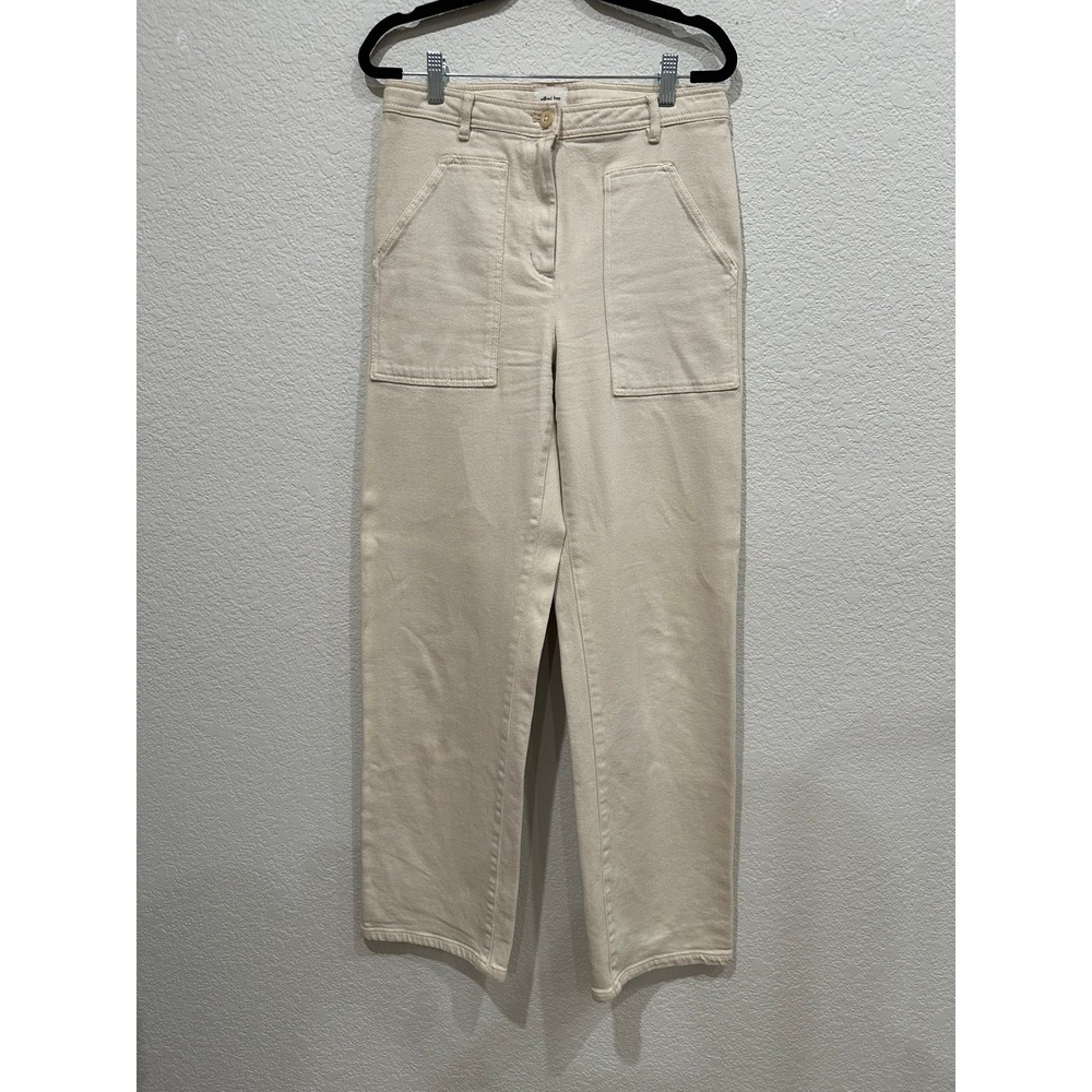 Wilfred Free Aritzia Wide Leg Utility Pants Cream Stretch Denim Size 6